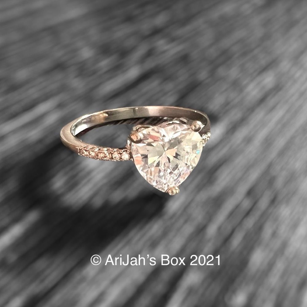 Silver Heart Diamond Ring - Picture 3 of 5